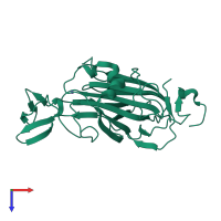Monomeric assembly 1 of PDB entry 4lhl coloured by chemically distinct molecules, top view.