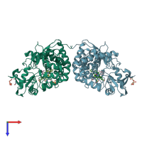 PDB entry 4lht coloured by chain, top view.