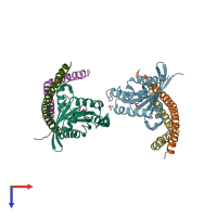 PDB entry 4lhy coloured by chain, top view.