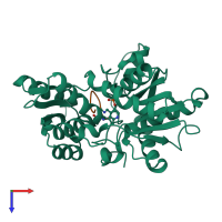 PDB entry 4li3 coloured by chain, top view.