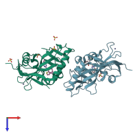 PDB entry 4li6 coloured by chain, top view.