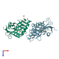 PDB entry 4li8 coloured by chain, top view.