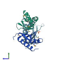 PDB entry 4lij coloured by chain, side view.
