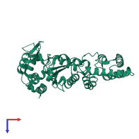 PDB entry 4lim coloured by chain, top view.