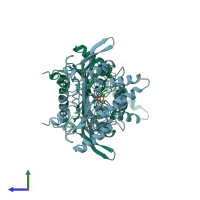 PDB entry 4lip coloured by chain, side view.