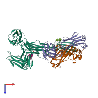 PDB entry 4liq coloured by chain, top view.