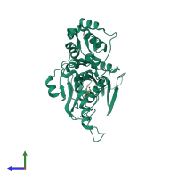 PDB entry 4lit coloured by chain, side view.