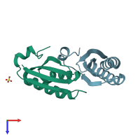 PDB entry 4liw coloured by chain, top view.