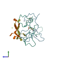 PDB entry 4lj0 coloured by chain, side view.