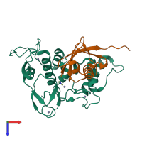 PDB entry 4ljo coloured by chain, top view.