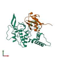 PDB entry 4ljp coloured by chain, front view.