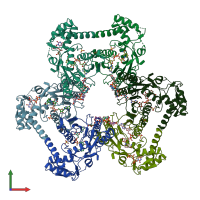 PDB entry 4lk3 coloured by chain, front view.