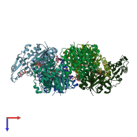 PDB entry 4lk3 coloured by chain, top view.