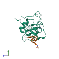 PDB entry 4lka coloured by chain, side view.