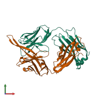 PDB entry 4lkc coloured by chain, front view.