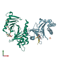 PDB entry 4lkm coloured by chain, front view.