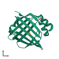 PDB entry 4lkp coloured by chain, front view.