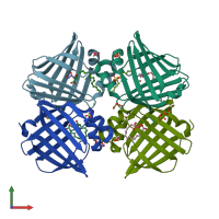 PDB entry 4lkt coloured by chain, front view.