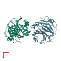 PDB 4ll2 coloured by chain and viewed from the top.