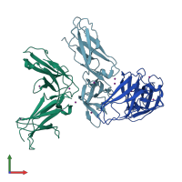 PDB entry 4ll9 coloured by chain, front view.