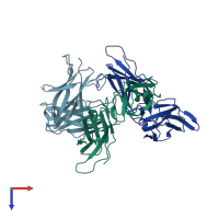PDB entry 4lla coloured by chain, top view.