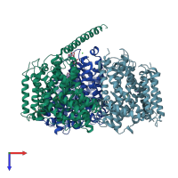 PDB entry 4llh coloured by chain, top view.