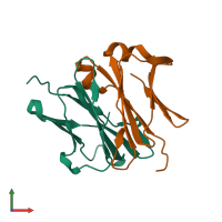 PDB entry 4llm coloured by chain, front view.