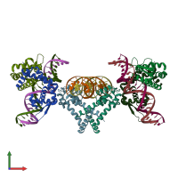 PDB entry 4lln coloured by chain, front view.