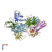 PDB entry 4llv coloured by chain, top view.