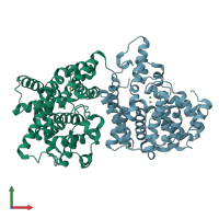 PDB entry 4llx coloured by chain, front view.