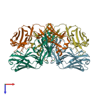 PDB entry 4lly coloured by chain, top view.