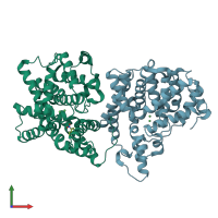 PDB entry 4lm1 coloured by chain, front view.