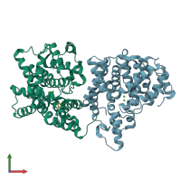 PDB entry 4lm4 coloured by chain, front view.