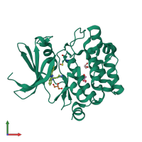 PDB entry 4lm5 coloured by chain, front view.