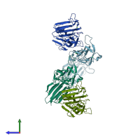 PDB entry 4lmf coloured by chain, side view.