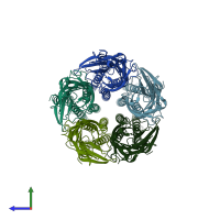 PDB entry 4lml coloured by chain, side view.