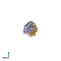 PDB entry 4lmq coloured by chain, side view.