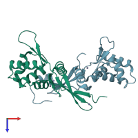 PDB entry 4lmy coloured by chain, top view.