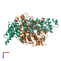 PDB entry 4lng coloured by chain, top view.