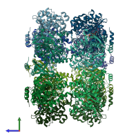 PDB entry 4lni coloured by chain, side view.