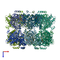 PDB entry 4lni coloured by chain, top view.