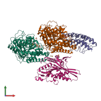 PDB entry 4lnu coloured by chain, front view.