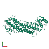 PDB entry 4lnz coloured by chain, front view.