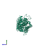 PDB entry 4lnz coloured by chain, side view.