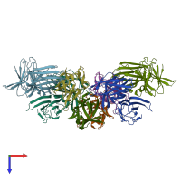 PDB entry 4lo8 coloured by chain, top view.