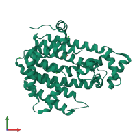 PDB entry 4lob coloured by chain, front view.