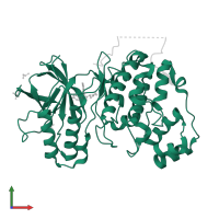 Mitogen-activated protein kinase 14 in PDB entry 4loq, assembly 1, front view.
