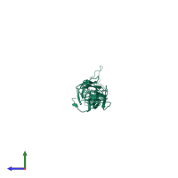 PDB entry 4lot coloured by chain, side view.