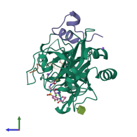 PDB entry 4loy coloured by chain, side view.