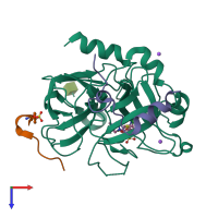 PDB entry 4loy coloured by chain, top view.